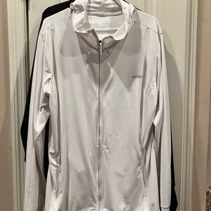 HUGUT White Zip-Up Jacket Hoodie Sz XXL with Thumbholes 2X